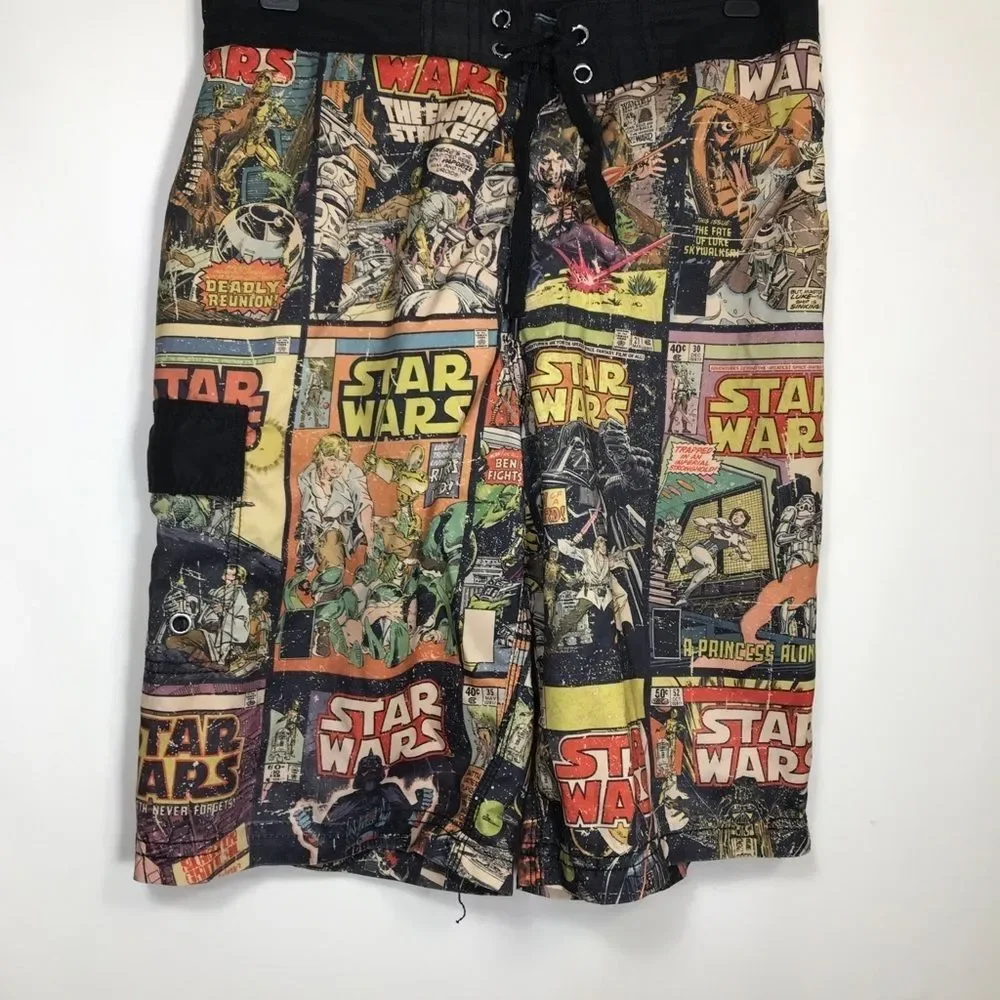 Mens Star Wars Long Board Shorts US Med Swim Trunks Vintage missing swim liner